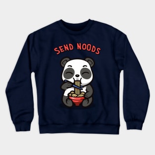 Kawaii Panda Eating Ramen Send Noods Funny Kawaii Panda Red Crewneck Sweatshirt